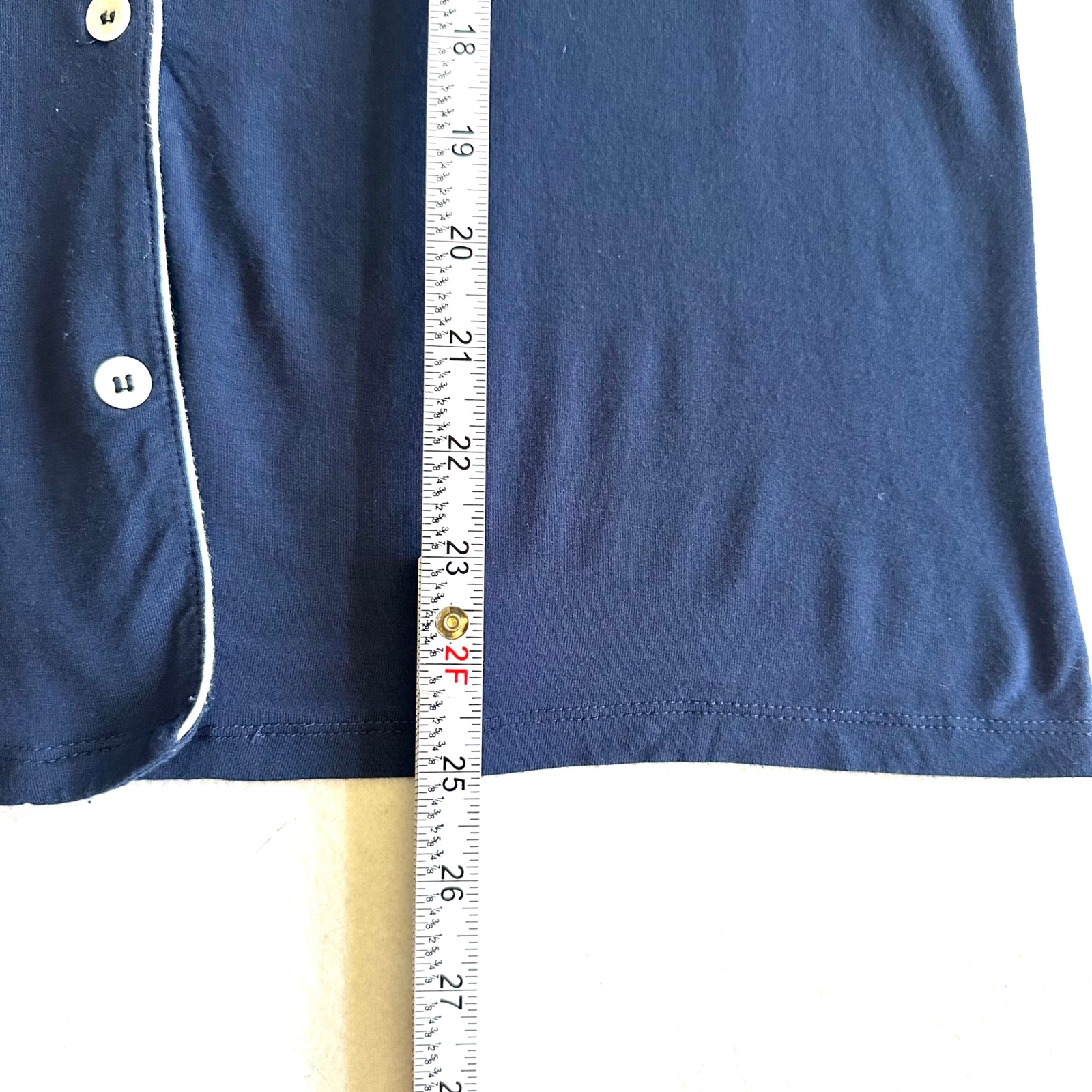 Eberjey S Gisele Short Sleeve Pajama Top Navy Blue Piping Modal Jersey Small — image 6 of 8